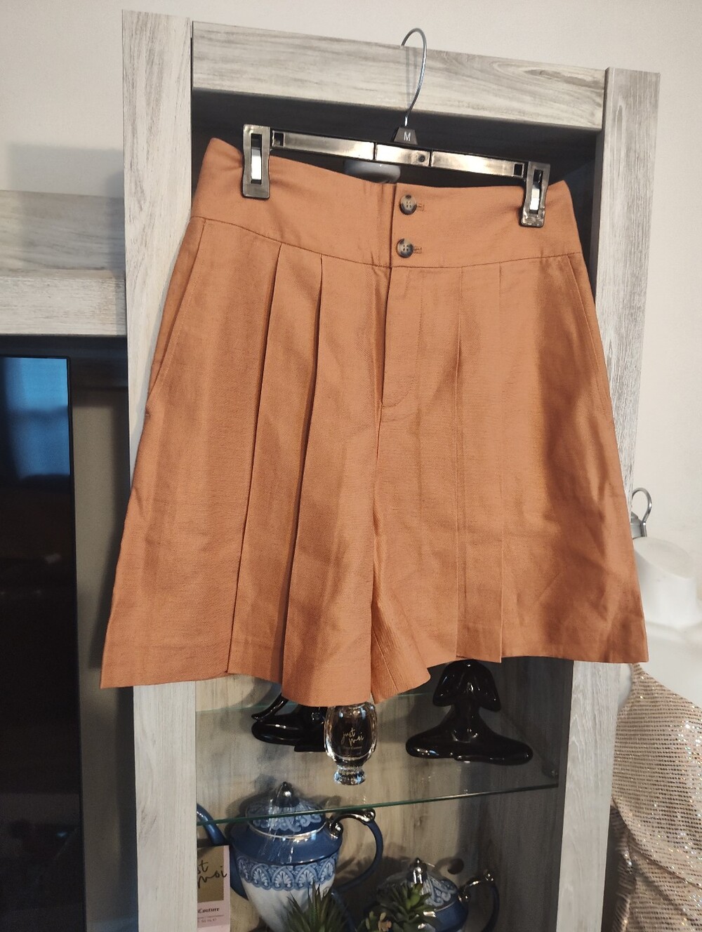 Club Monaco Rust-Orange Pleated High-Waist Skort SZ 4 New With Tags